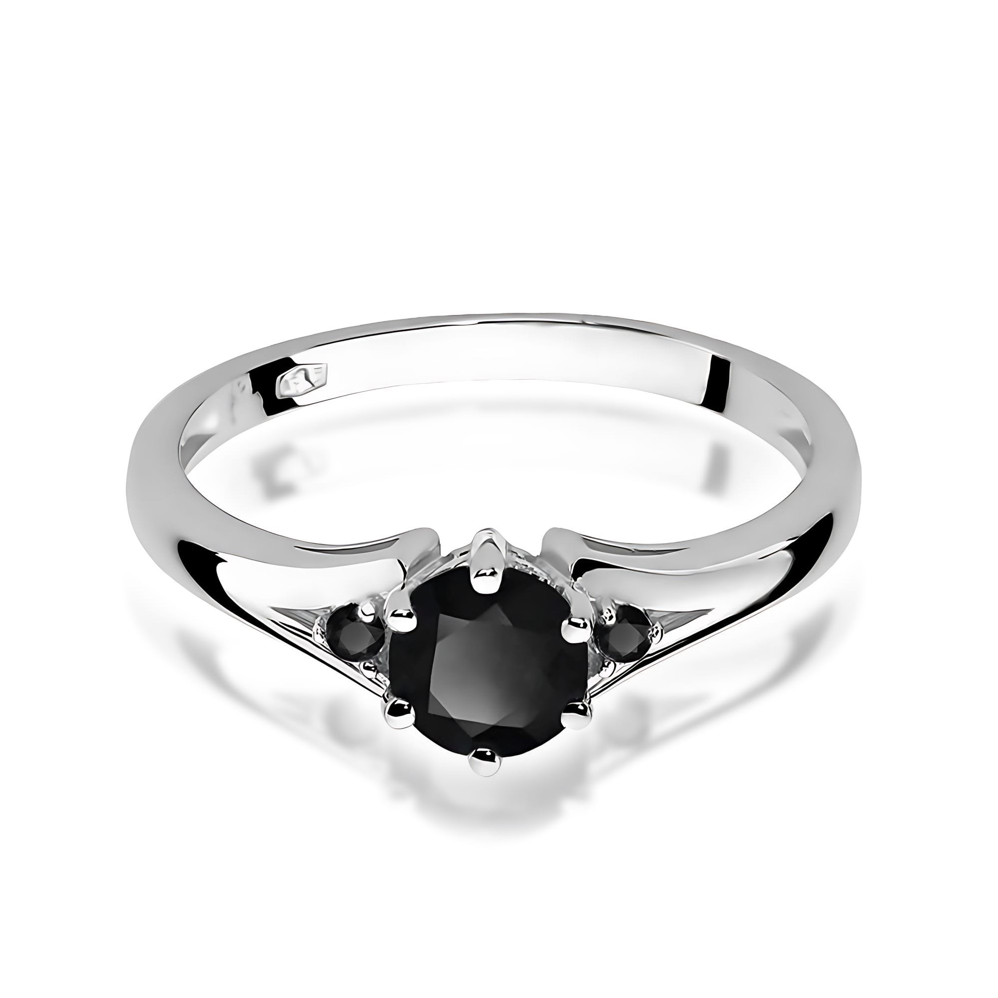 Pierścionek z czarnym diamentem 0,50ct – złoto białe 585 - obrazek 2