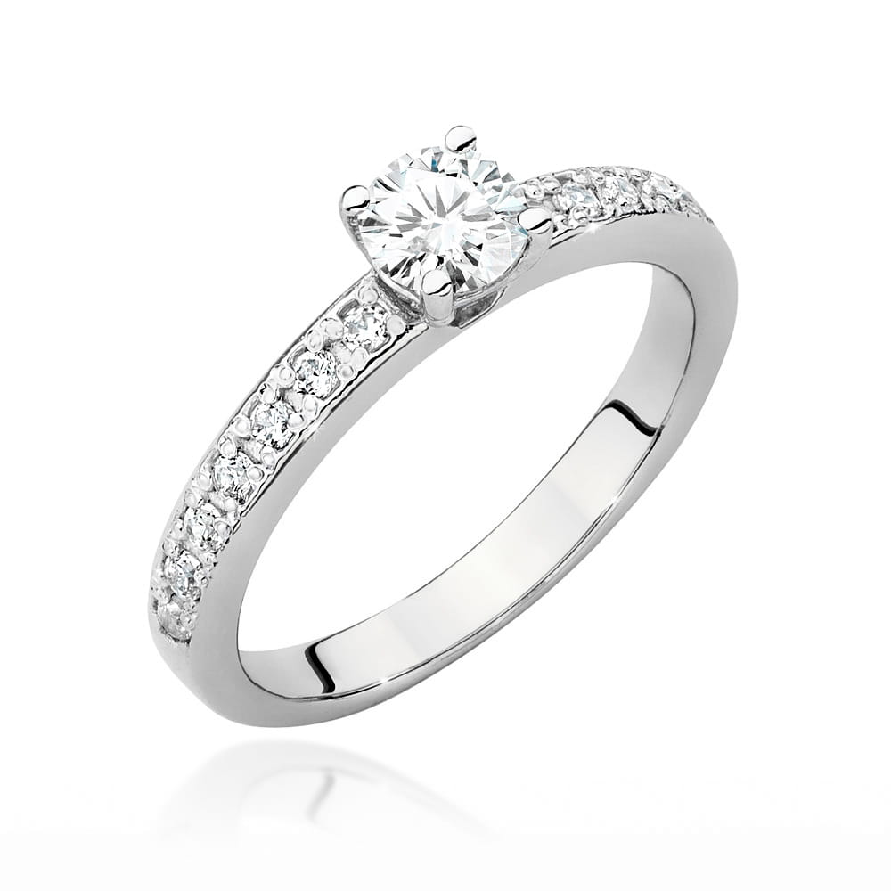 Pierścionek z białego złota 585 z diamentem laboratoryjnym 0.60ct