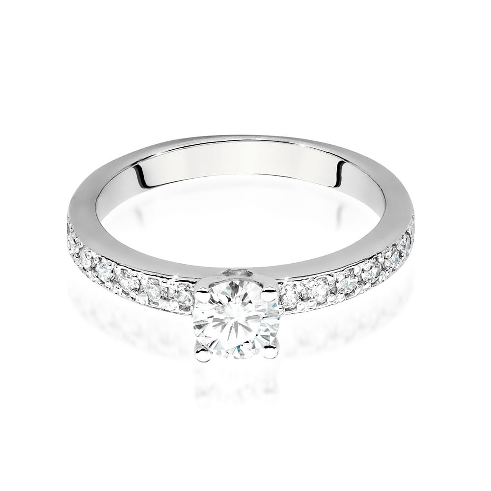 Pierścionek z białego złota 585 z diamentem laboratoryjnym 0.60ct - obrazek 2