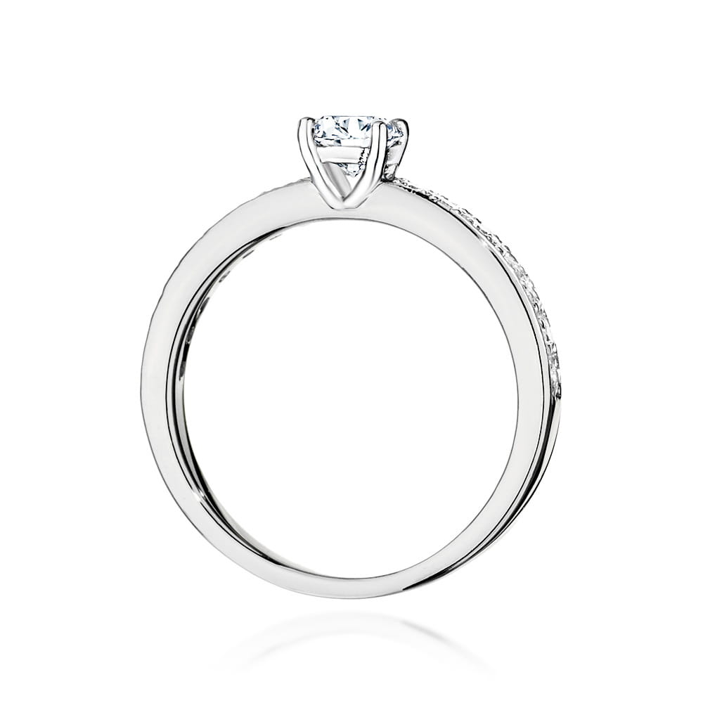 Pierścionek z białego złota 585 z diamentem laboratoryjnym 0.60ct - obrazek 3