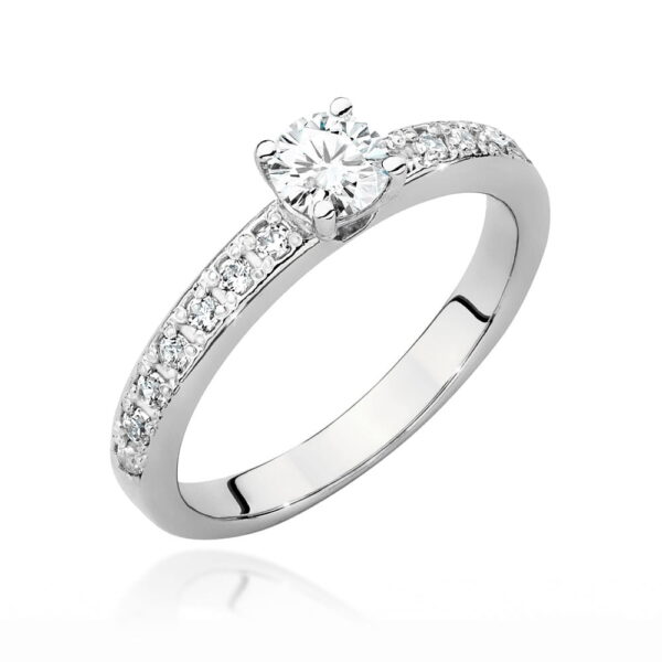 Pierścionek z białego złota 585 z diamentem laboratoryjnym 0.70ct