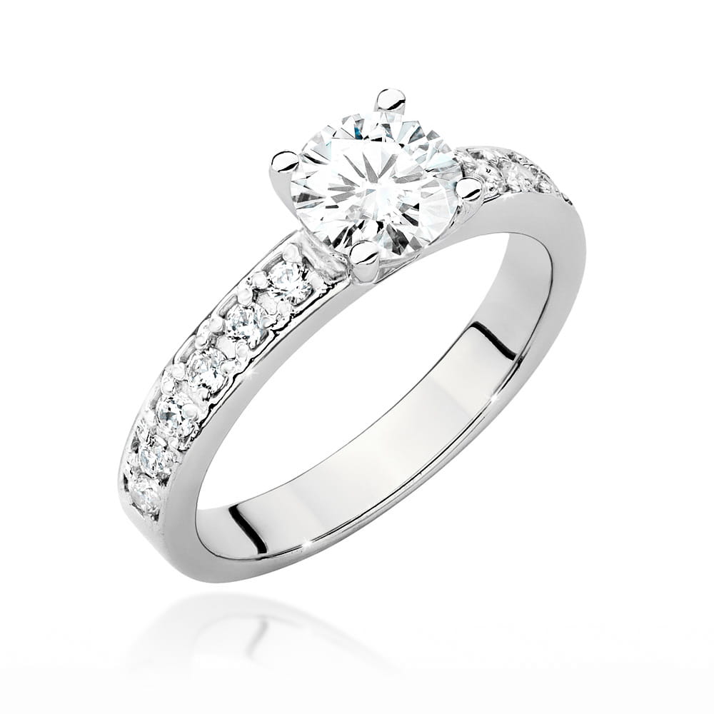 Pierścionek z białego złota 585 z diamentem laboratoryjnym 0.94ct