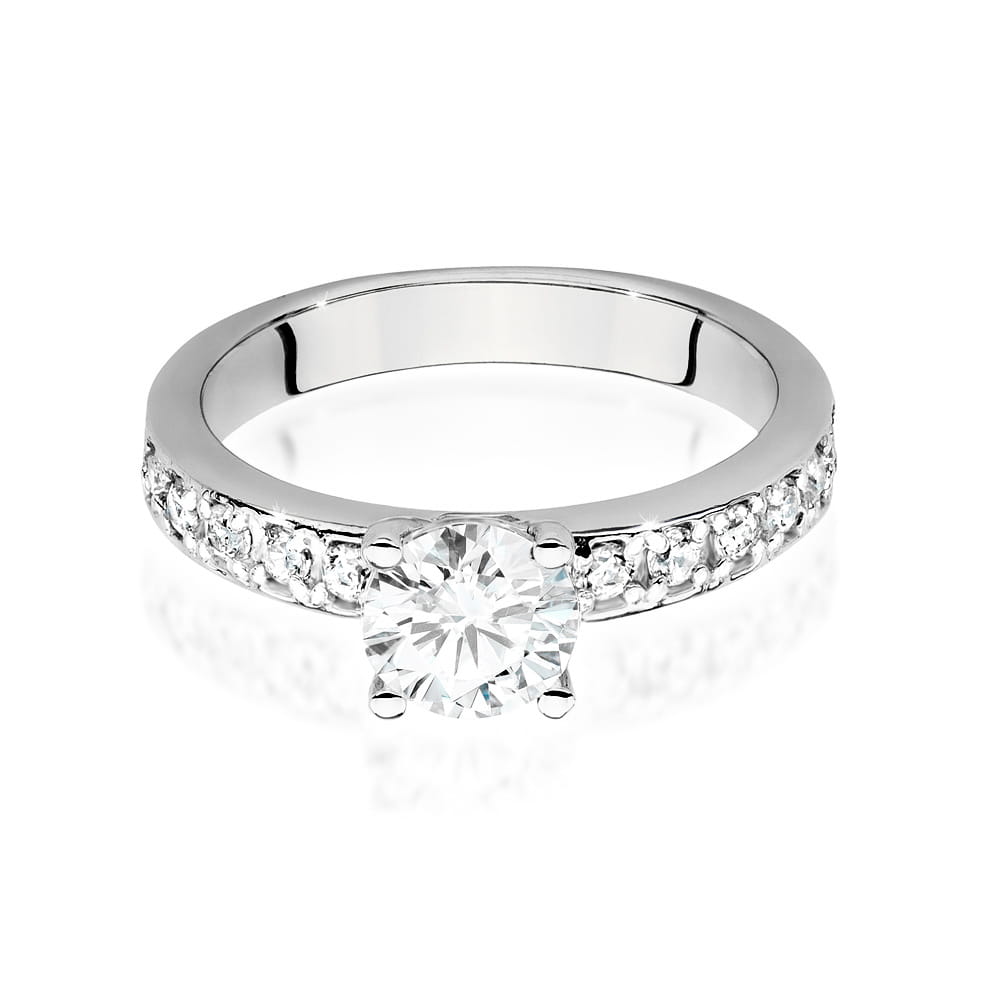 Pierścionek z białego złota 585 z diamentem laboratoryjnym 0.94ct - obrazek 2
