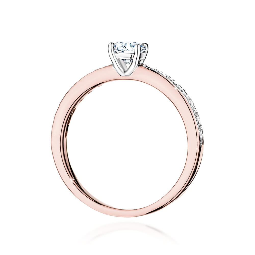 Pierścionek z różowego złota 585 z diamentem laboratoryjnym 0.60ct - obrazek 3
