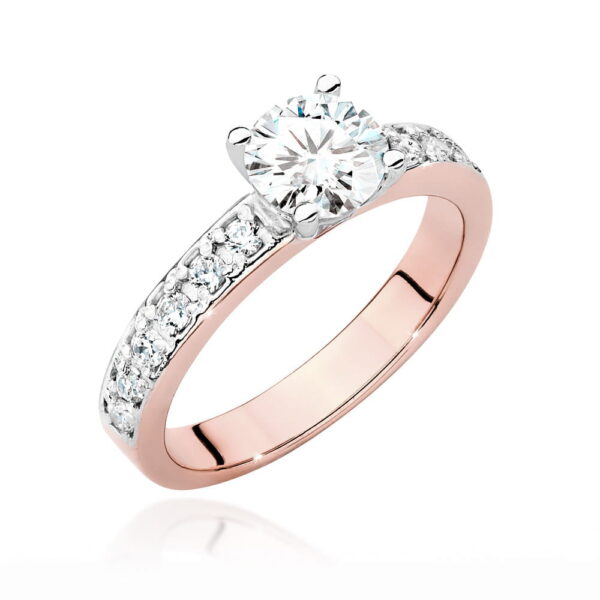 Pierścionek z różowego złota 585 z diamentem laboratoryjnym 0.94ct
