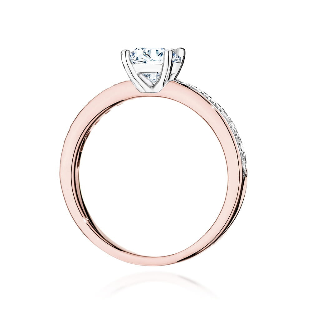 Pierścionek z różowego złota 585 z diamentem laboratoryjnym 0.94ct - obrazek 3