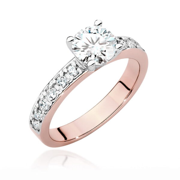 Pierścionek z różowego złota 585 z diamentem laboratoryjnym 1.24ct