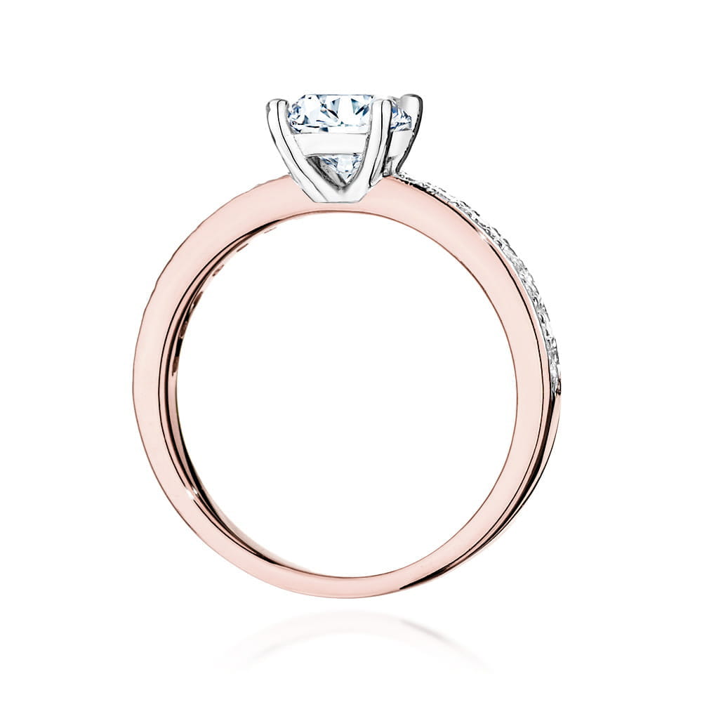 Pierścionek z różowego złota 585 z diamentem laboratoryjnym 1.24ct - obrazek 3