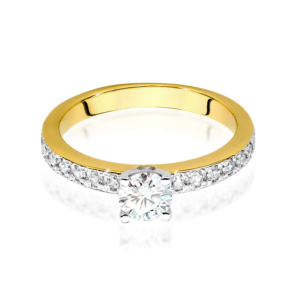 Pierścionek z żółtego złota 585 z diamentem laboratoryjnym 0.60ct - obrazek 2