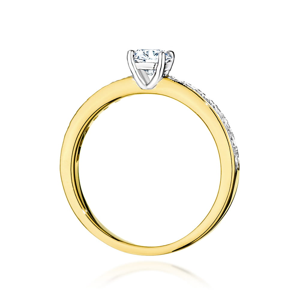 Pierścionek z żółtego złota 585 z diamentem laboratoryjnym 0.60ct - obrazek 3