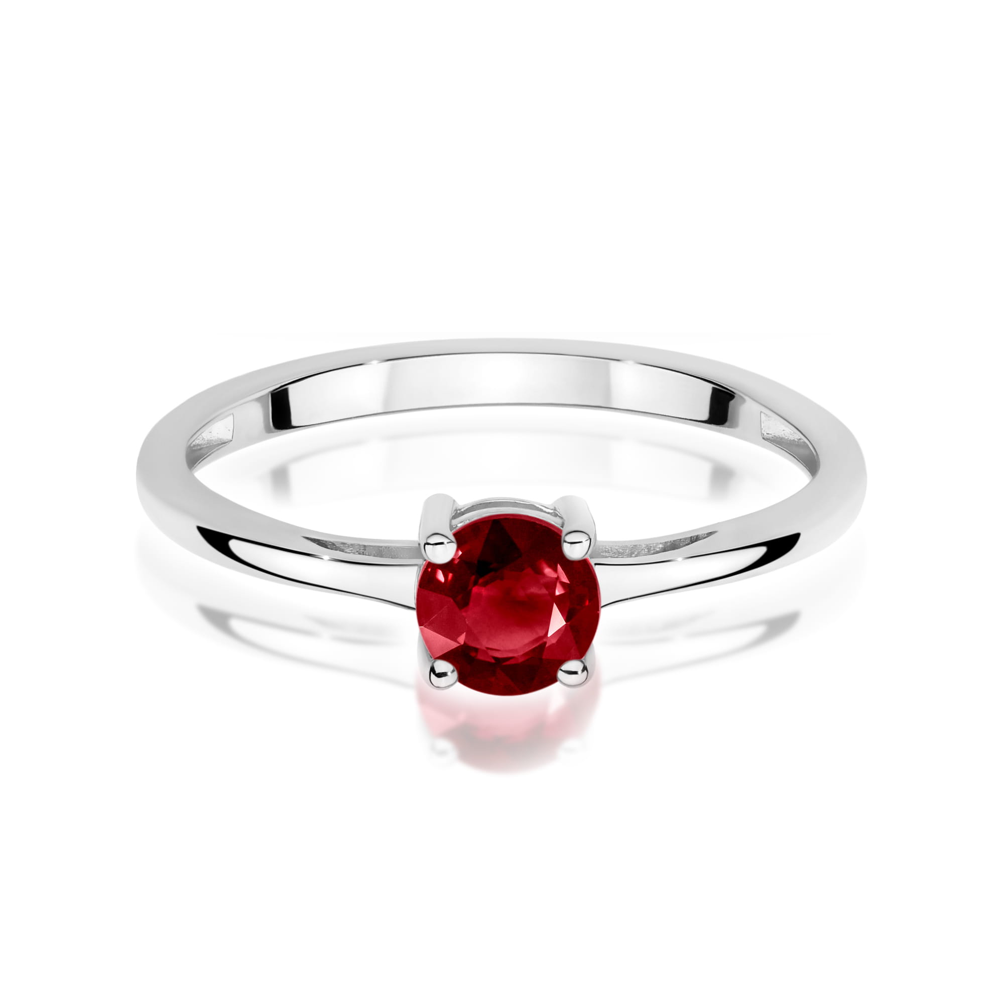 Pierścionek z białego złota 585 z granatem 0.60ct