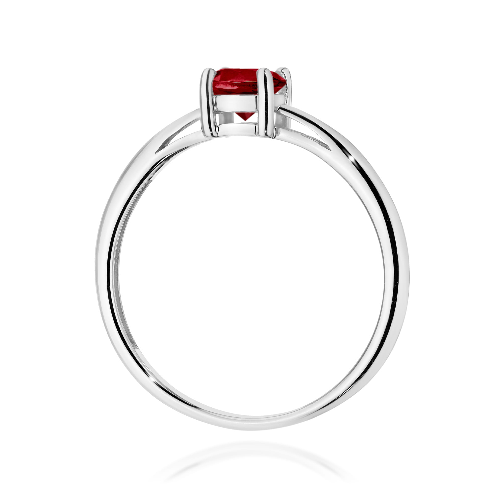Pierścionek z białego złota 585 z granatem 0.60ct