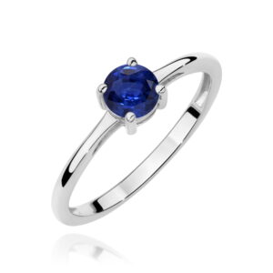 Pierścionek z białego złota 585 z szafirem 0.50ct