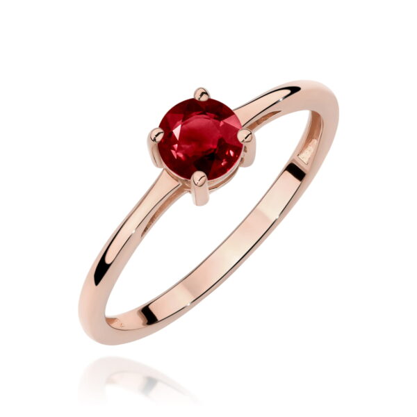 Pierścionek z różowego złota 585 z granatem 0.60ct