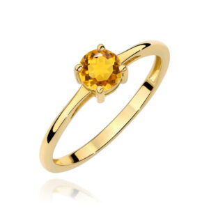 Pierścionek z żółtego złota 585 z cytrynem 0.50ct - słoneczny blask