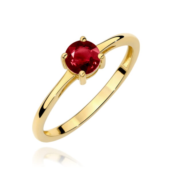 Pierścionek z żółtego złota 585 z granatem 0.60ct