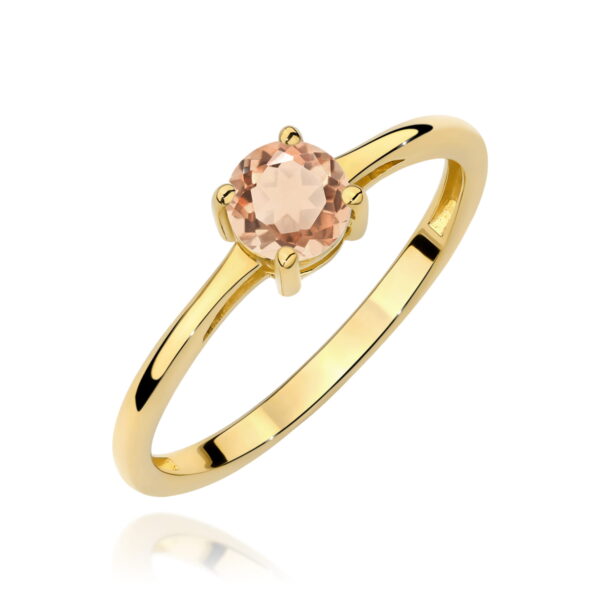 Pierścionek z żółtego złota 585 z morganitem 0.40ct