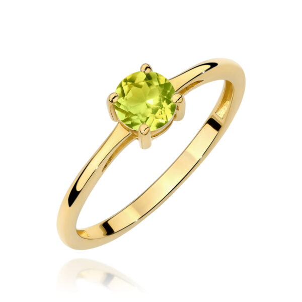 Pierścionek z żółtego złota 585 z oliwinem 0.60ct