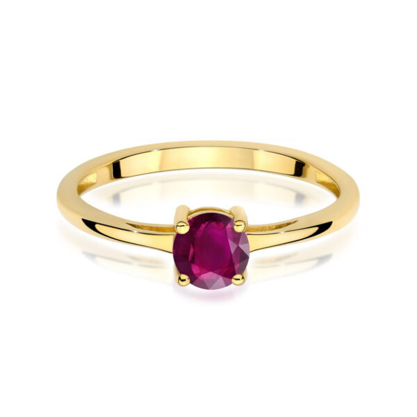 Pierścionek z żółtego złota 585 z rodolitem 0.60ct