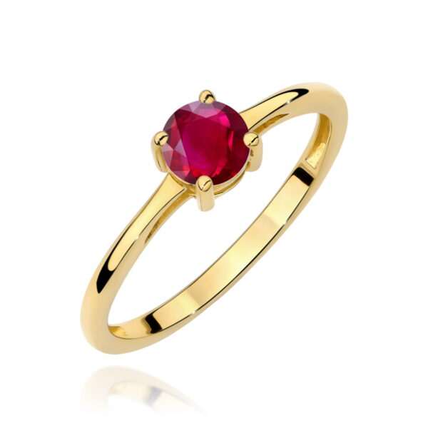 Pierścionek z żółtego złota 585 z rubinem 0.60ct
