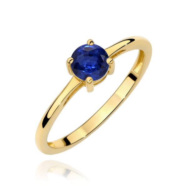 Pierścionek z żółtego złota 585 z szafirem 0.50ct