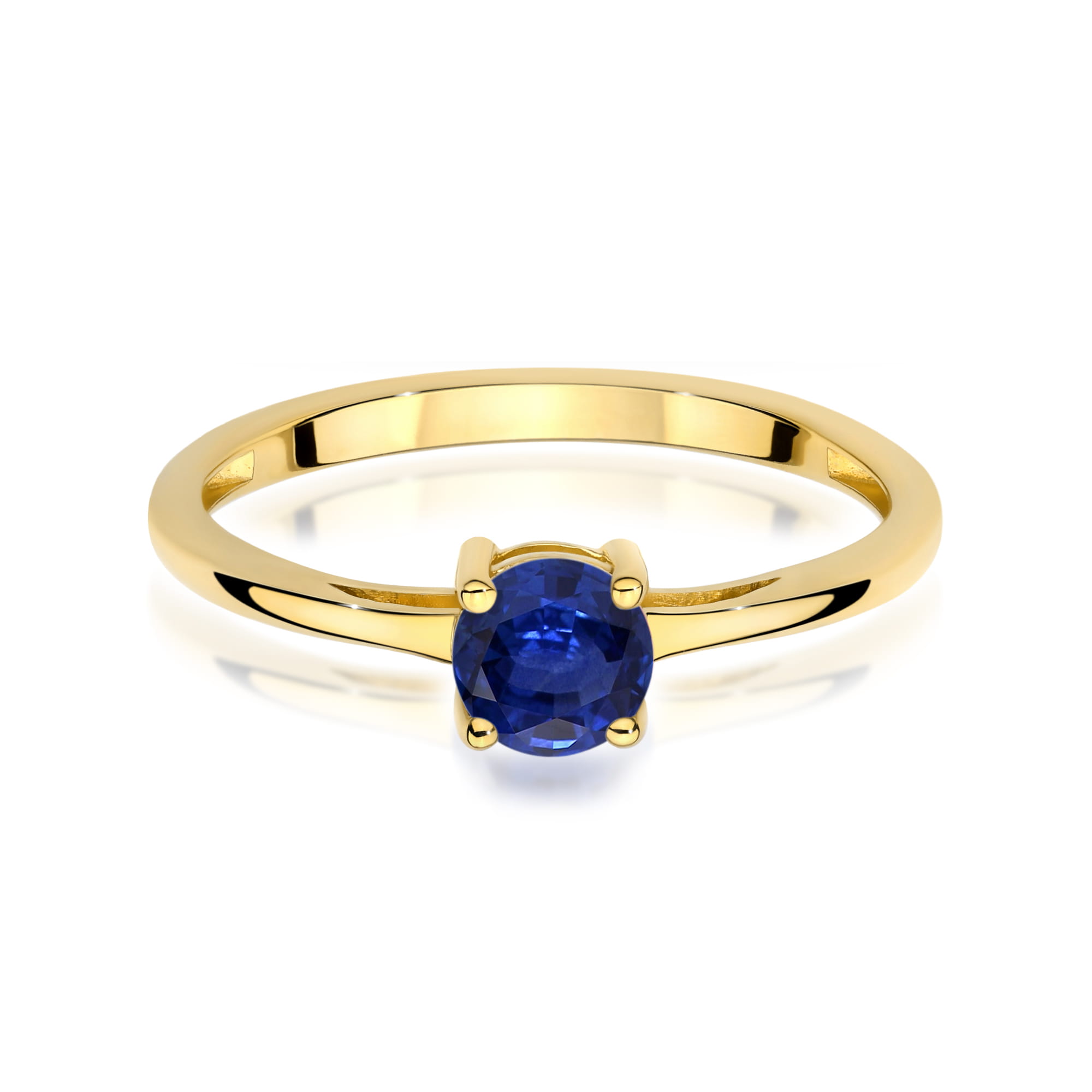 Pierścionek z żółtego złota 585 z szafirem 0.50ct