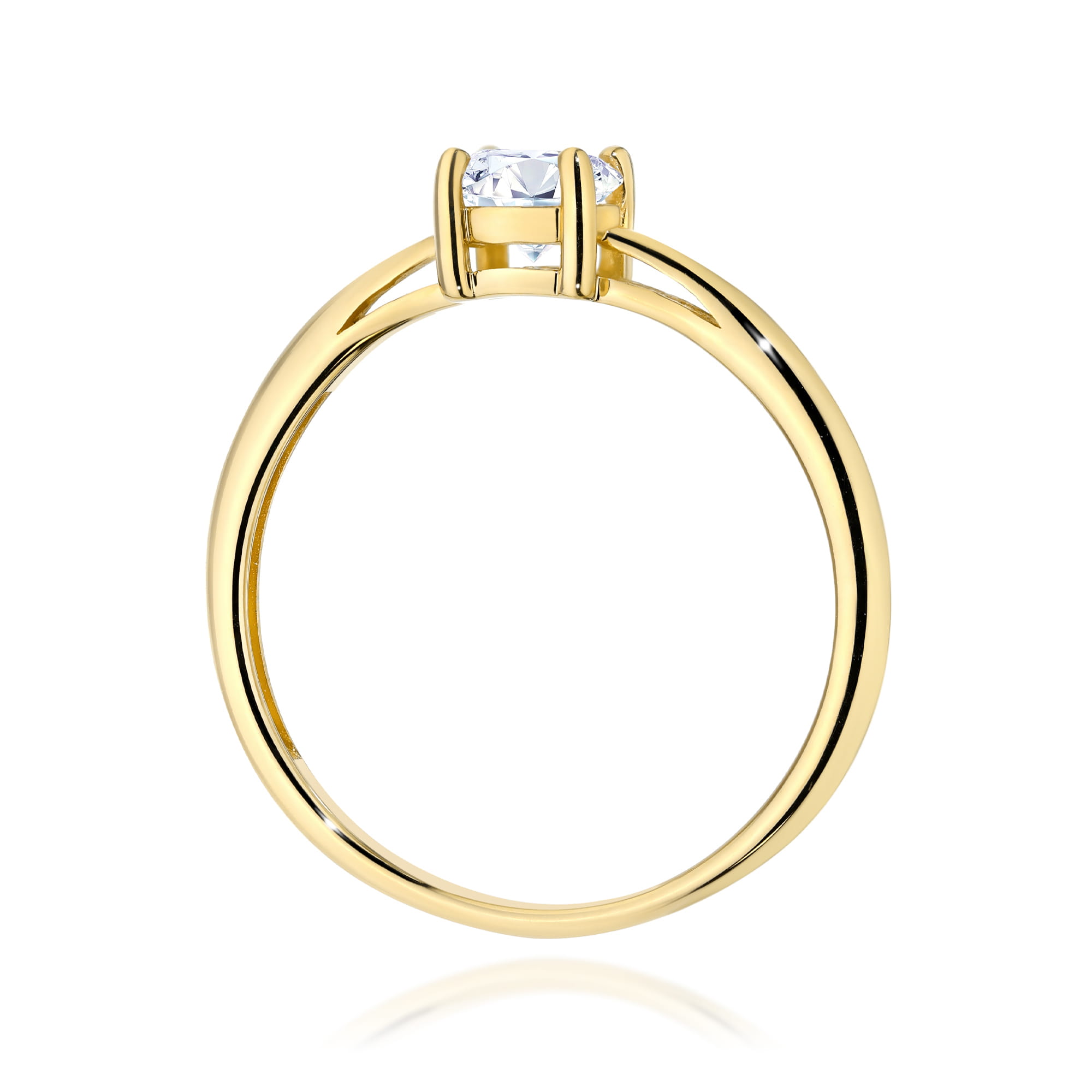 Pierścionek z żółtego złota 585 z białym szafirem 0.60ct