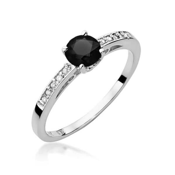 Pierścionek z czarnym diamentem 0.50ct z białego złota próby 585