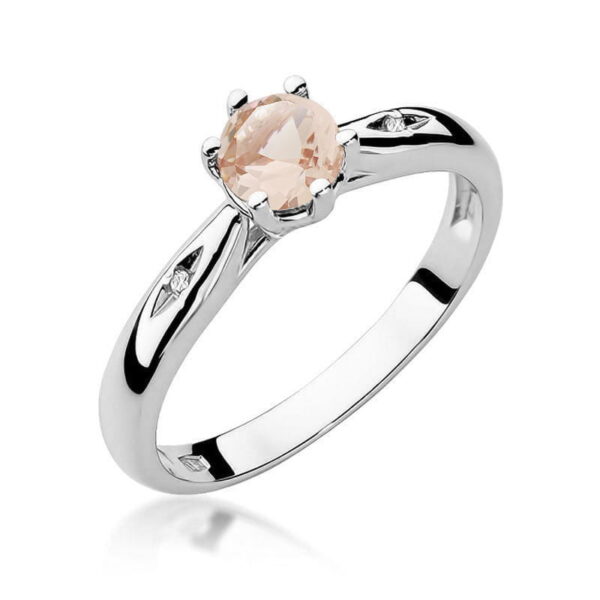 Pierścionek z morganitem 0.40 ct – Białe złoto 585 i diamenty