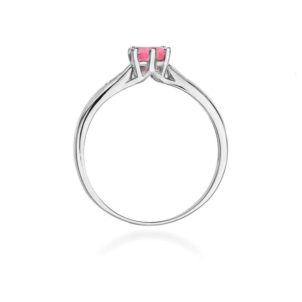 Pierścionek z różowym topazem 0.60 ct – Białe złoto 585 i diamenty
