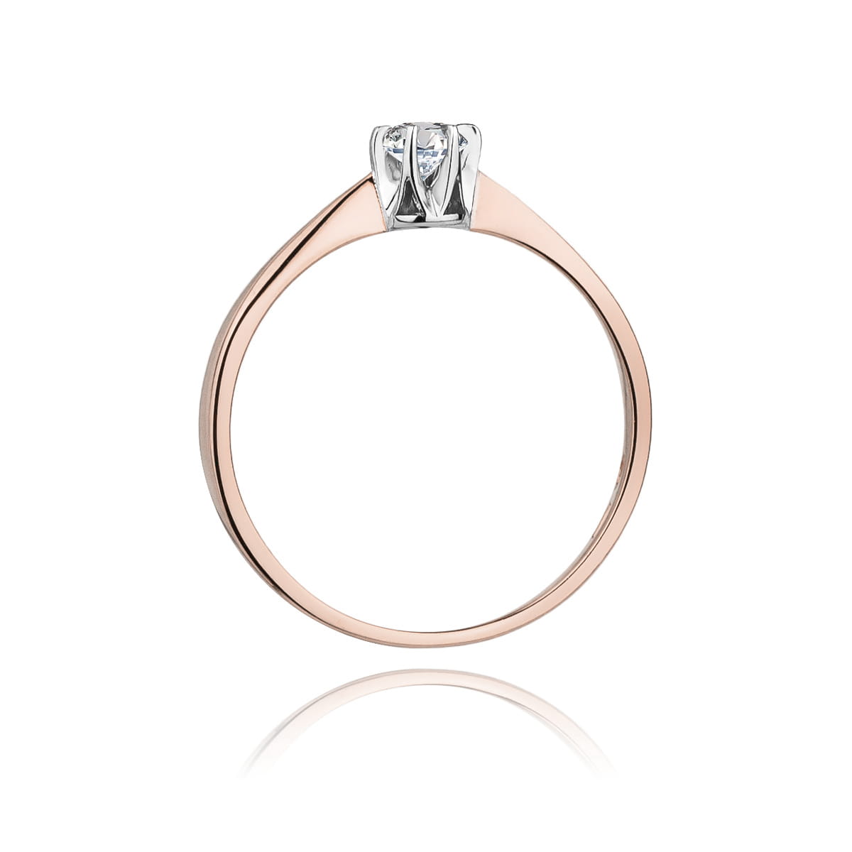 Pierścionek z różowego złota 585 z diamentem 0.08ct