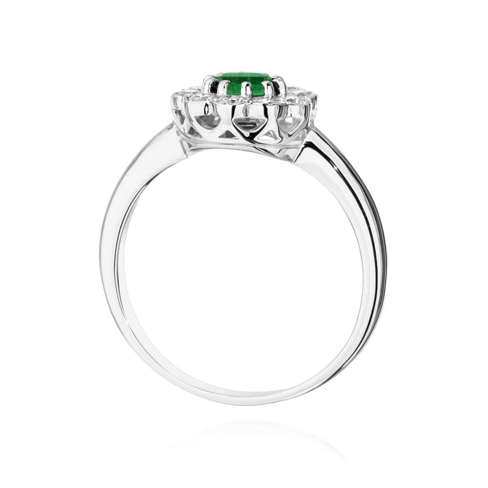 Pierścionek z białego złota ze szmaragdem 0,50 ct i diamentami 0,30 ct - obrazek 3
