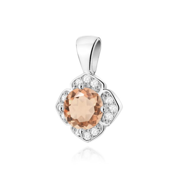 Zawieszka z morganitem 0,40ct i diamentami – złoto białe 585