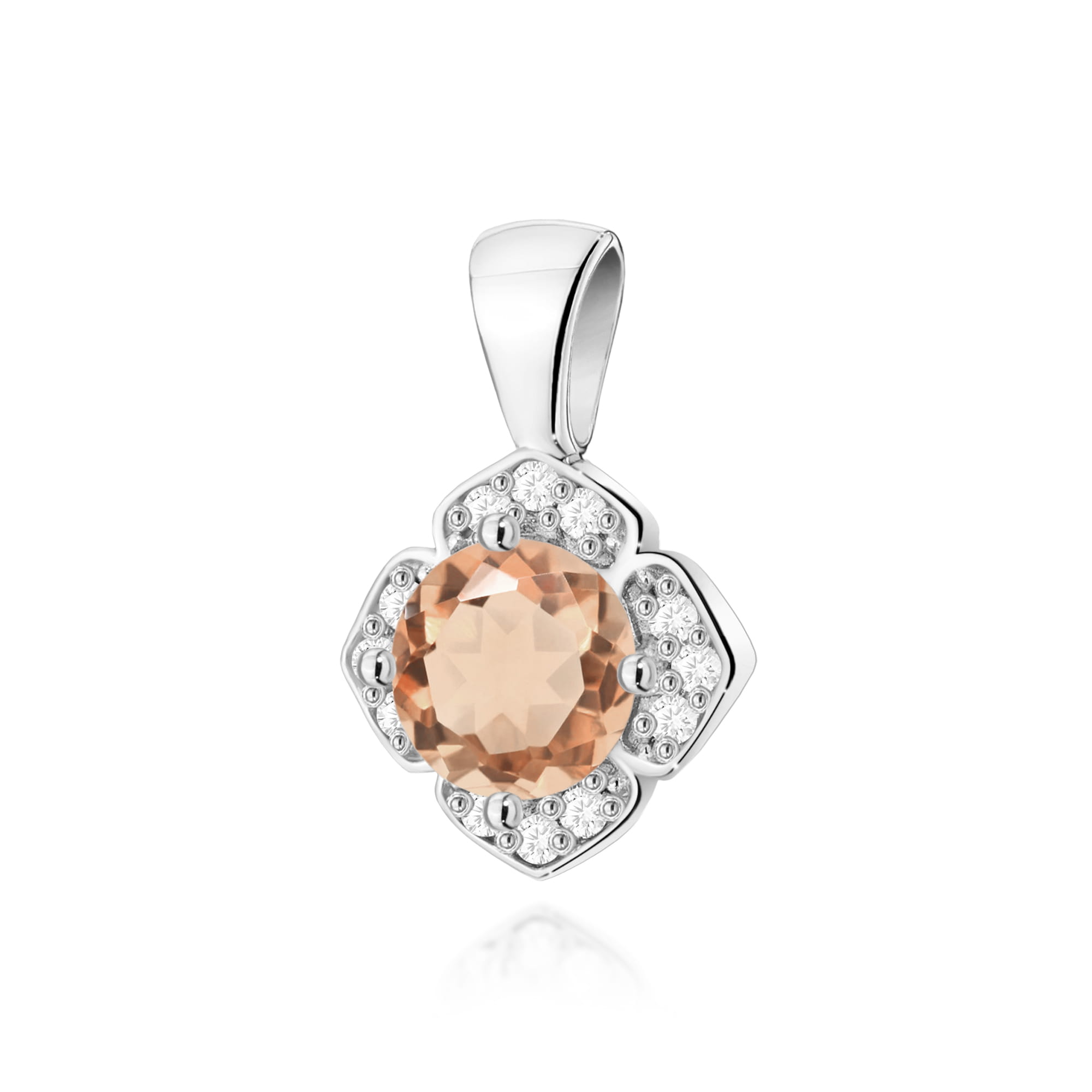 Zawieszka z morganitem 0,40ct i diamentami – złoto białe 585