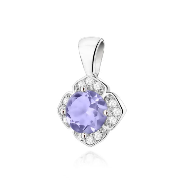 Zawieszka z tanzanitem 0,50ct i diamentami – złoto białe 585