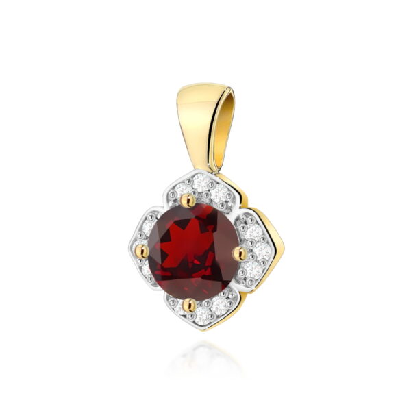 Zawieszka z granatem 0,60ct i diamentami – złoto żółte 585
