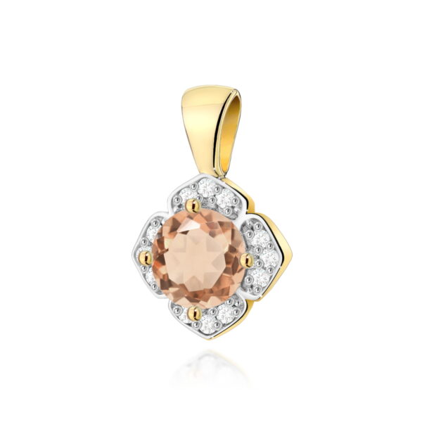 Zawieszka z morganitem 0,40ct i diamentami – złoto żółte 585