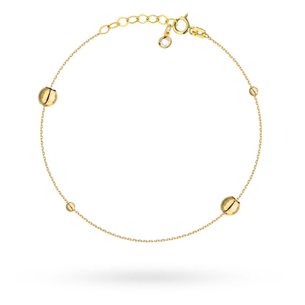 Bransoletka złota duże i małe gładkie kulki na nogę