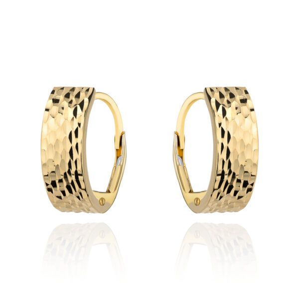 Kolczyki złote prostokątne zdobione diamentowaniem