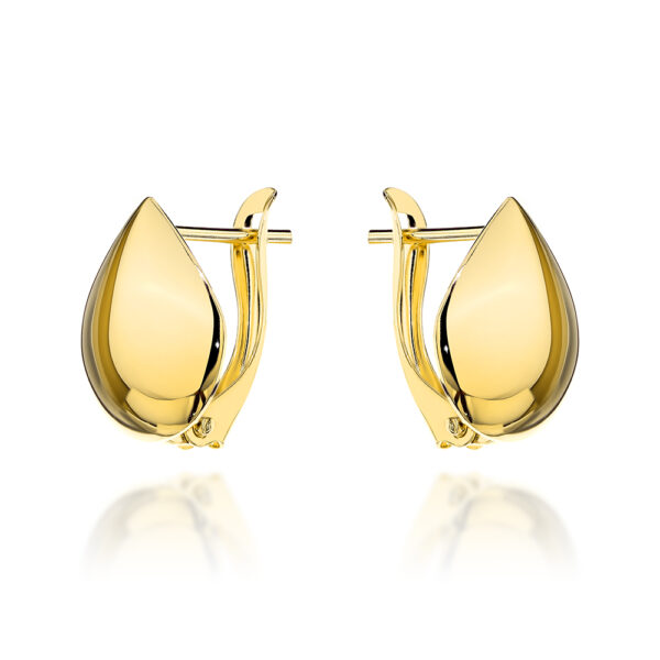 Kolczyki złote szerokie łezki na angielskim zapięciu