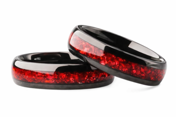 Obrączki wolframowe czerwono-czarne