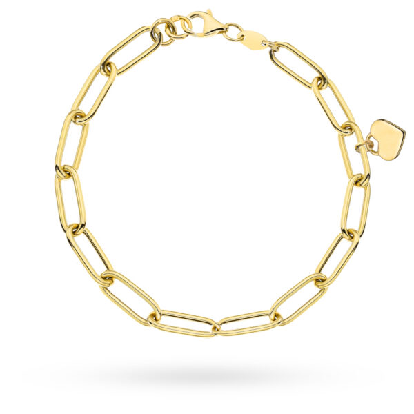 Bransoletka złota długie ogniwa i złote serce