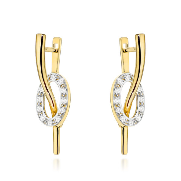 Kolczyki złote fala i owal z cyrkoniami