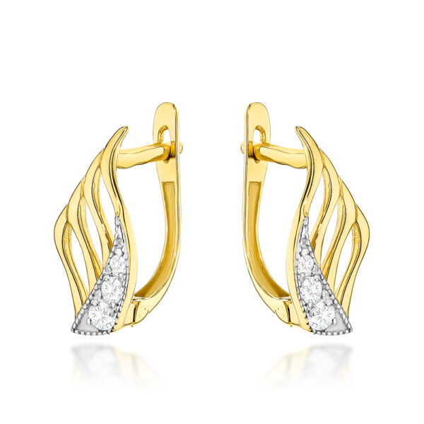 Kolczyki złote skrzydła zdobione cyrkoniami