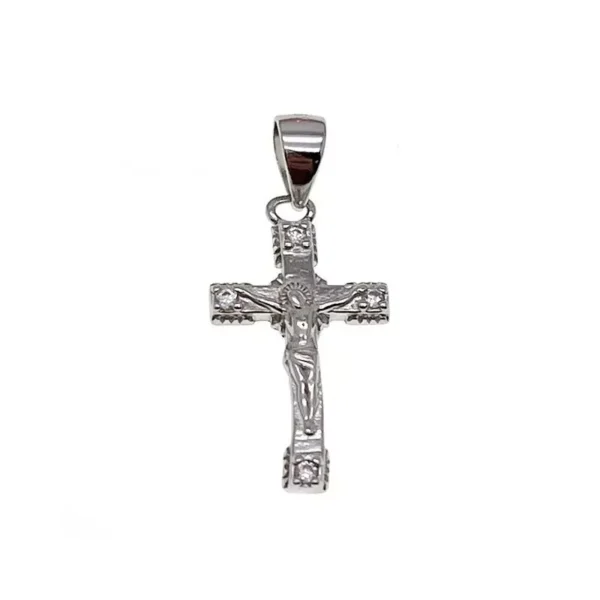 Krzyżyk srebrny z cyrkoniami