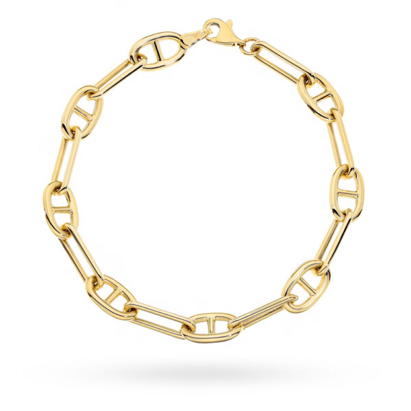 Bransoletka złota z długimi ogniwami i owalnymi elementami
