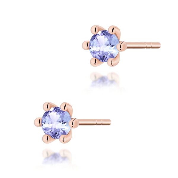 Kolczyki z tanzanitem – różowe złoto
