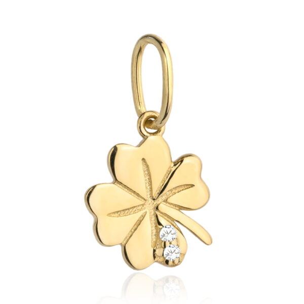Zawieszka złota koniczynka i dwie cyrkonie