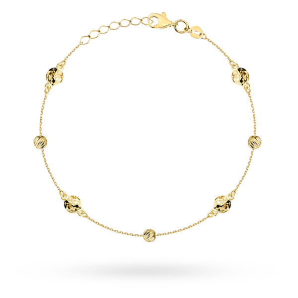 Bransoletka złota z diamentowanymi kółeczkami i kulkami