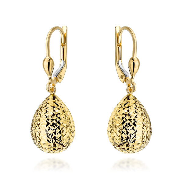 Kolczyki złote diamentowane krople